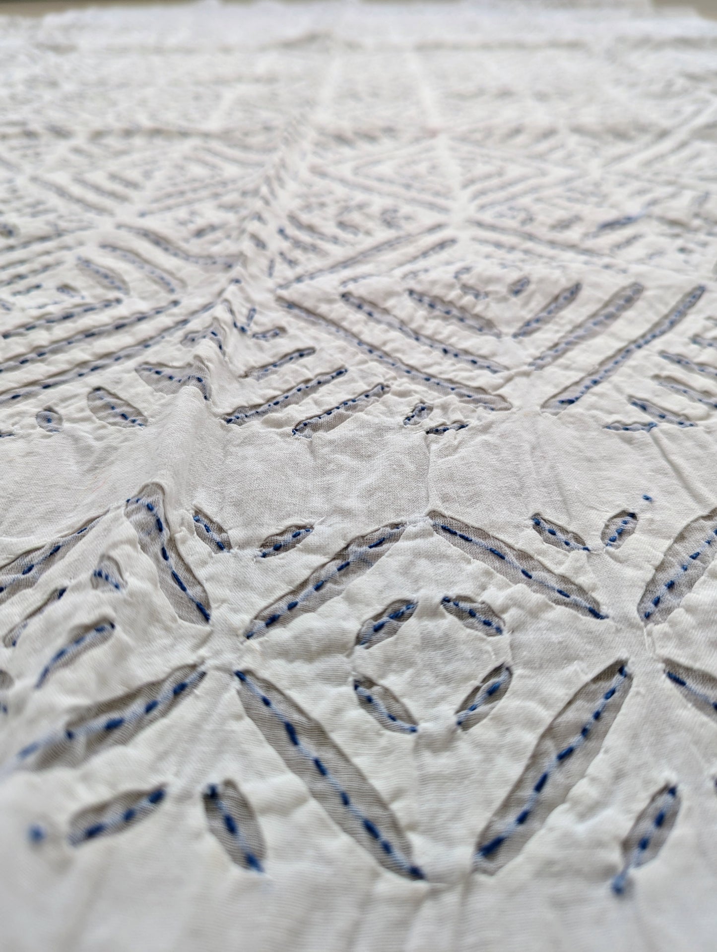 White Applique Sheer Curtain