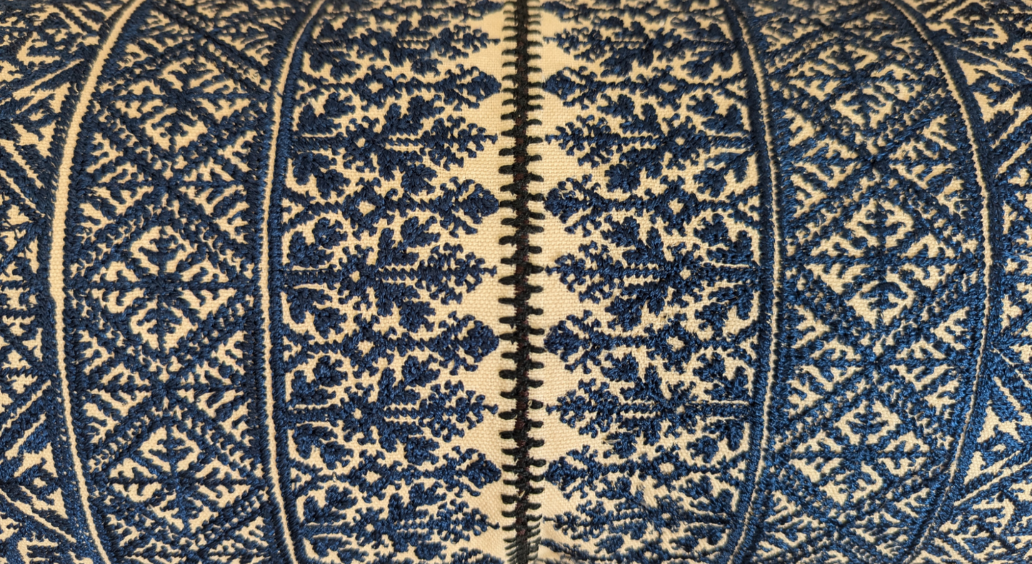 Long Blue Fez Cushions with Tassels