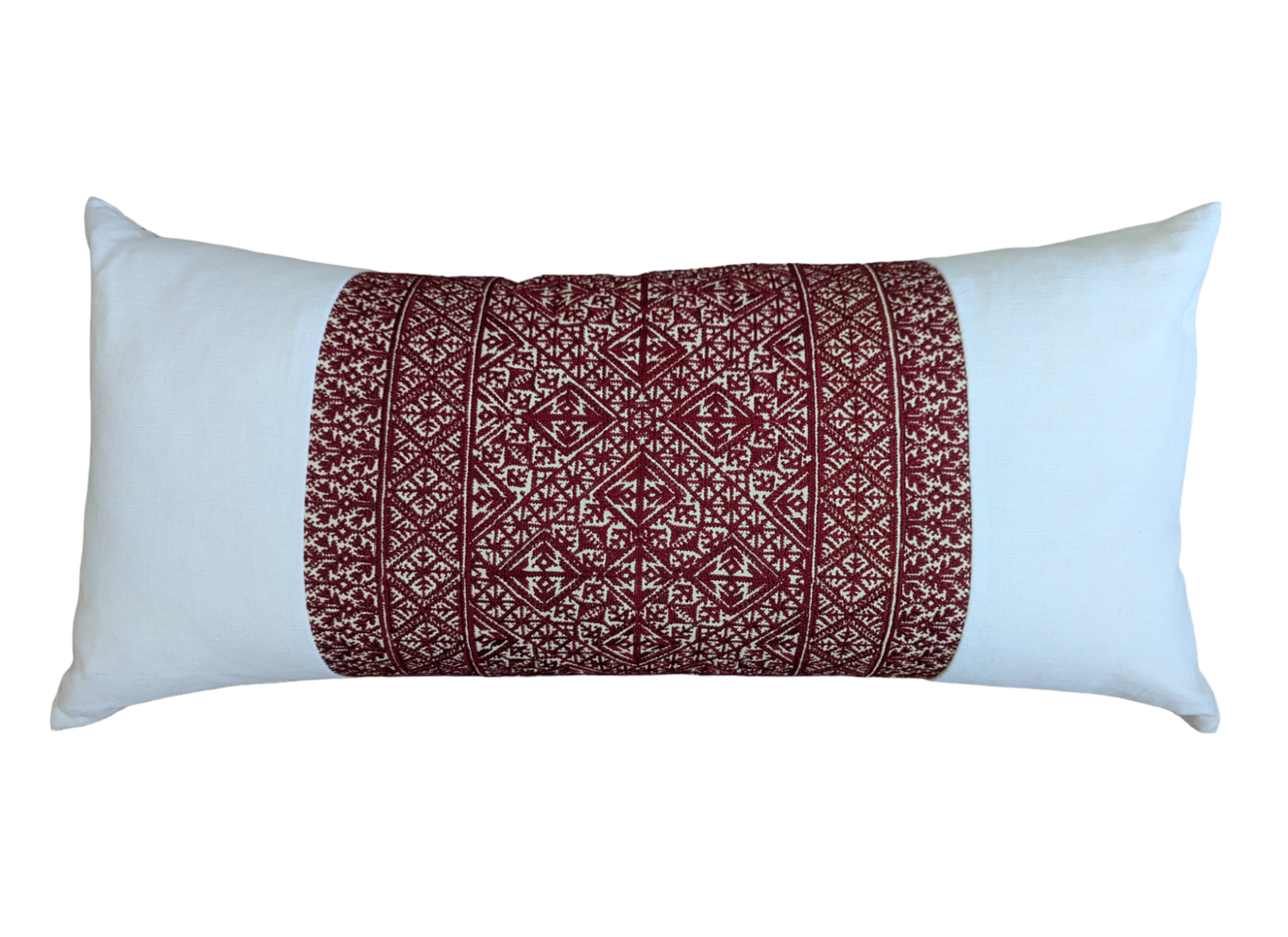 Medium Red Fez Cushion with Stripes