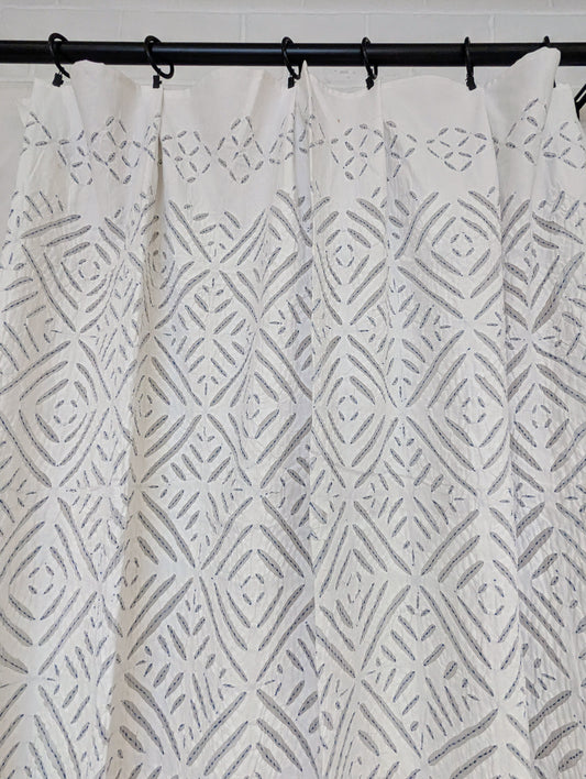 White Applique Sheer Curtain